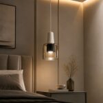 Suspension Glass en marbre naturel et verre champagne